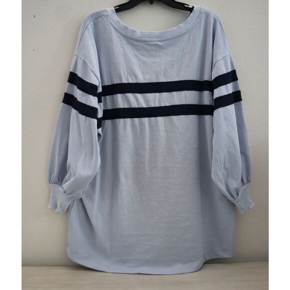 FP Movement OB1858614 Women Sz XS Blue Post Up Layer Oversized Cotton Sweatshirt - Picture 2 of 9